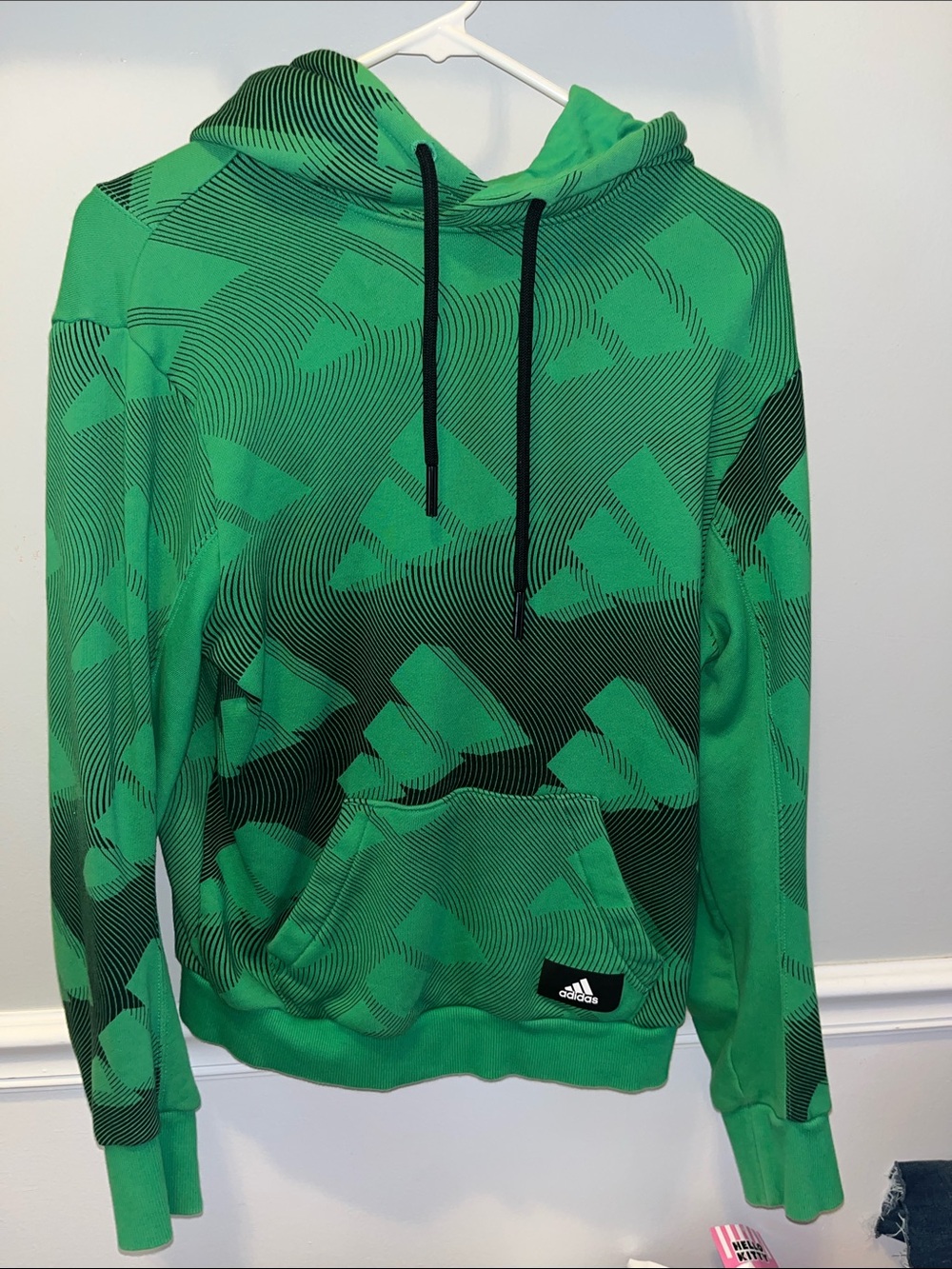 adidas Green Graphic Hooded Pullover with Black Accents